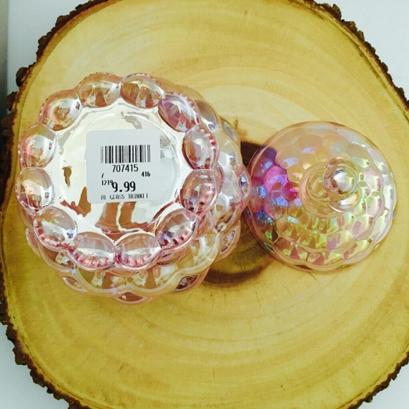 💗HP💗Cracker Barrel Pink Iridescent Glass Trinket Dish - Picture 3 of 8